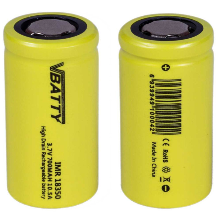 zestaw 2 baterii IMR 18350 3.7 v 700 mAh 10,5A CE
