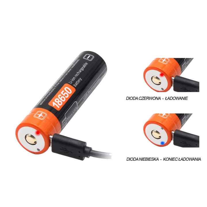 Akumulator bateria 18650 USB 2600 mAh 9,62Wh 3,7v litowy nowy gwarancja