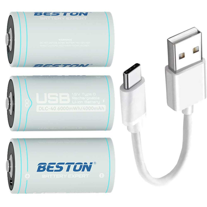 Akumulator bateria R20 1.5V 6000mWh USB C um1 D AM1 + kabel zasilający